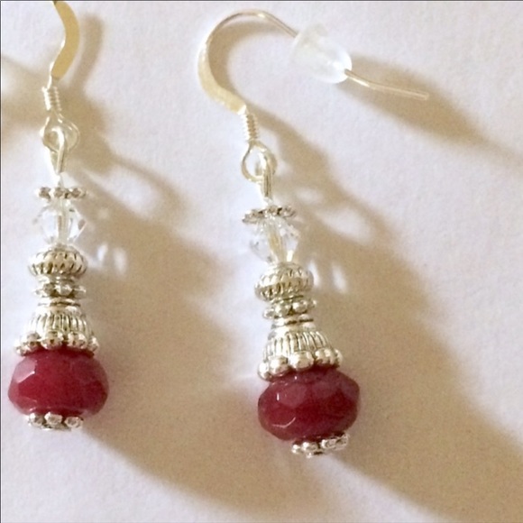 New Brazilian Ruby & Swarovski crystal earrings - Picture 1 of 3
